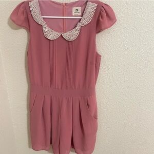 Pink Romper with Pearl Collar